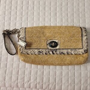 VTG Coach 47440 Hampton Straw Python Snake Leather Spring Summer Clutch Wristlet